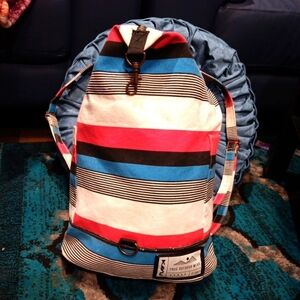 Kavu Striped Backpack - Red, Blue, Black